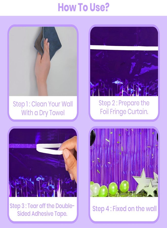 1iAM Purple Foil Curtains for Decoration Shimmer Backdrop Pack of 2 Pieces 3x6ft Each for Birthday, Anniversary, Haldi, Mehndi, Halloween, Bachelorette, Groom to Be, Party Decoration - Image 3